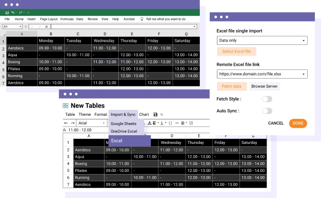 与 Excel 和在线 Office 365 Excel 文档同步