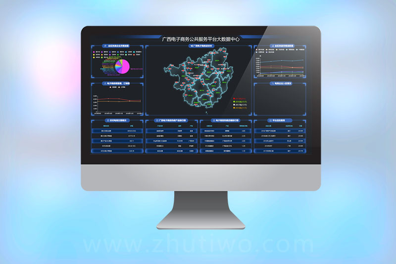 广西直播电商数据大屏模板 电商大数据页面模版